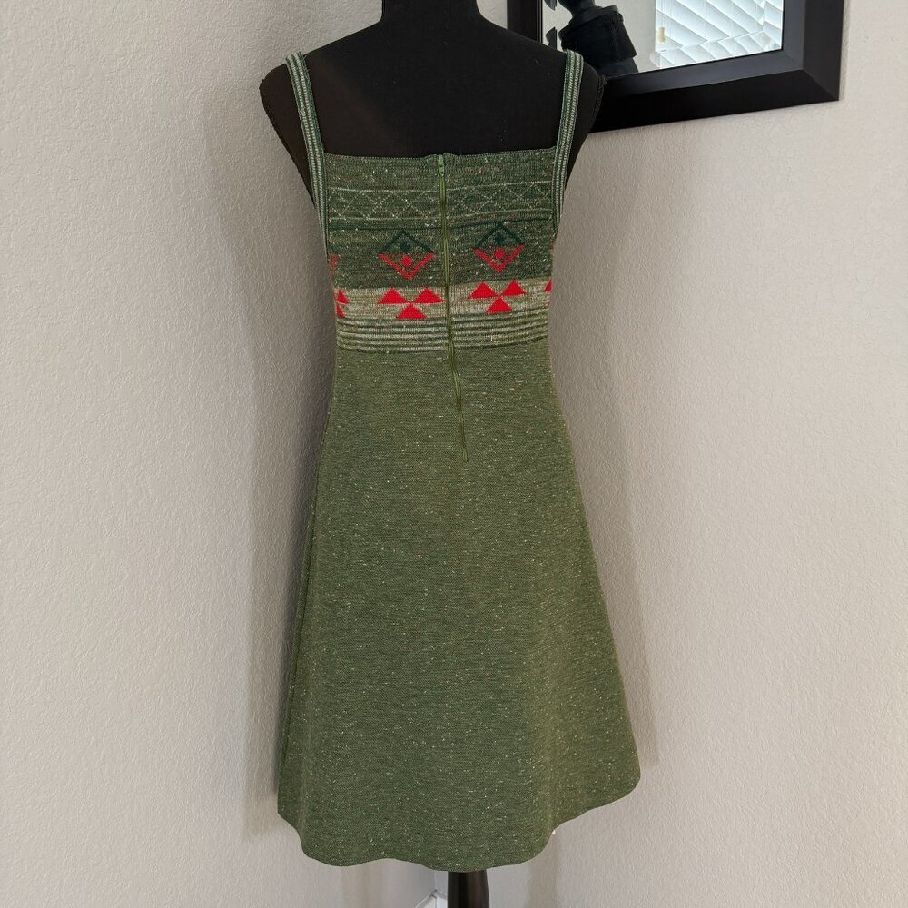 VINTAGE 70s Sleeveless A-Line Sweater Dress Small - Picture 5 of 16